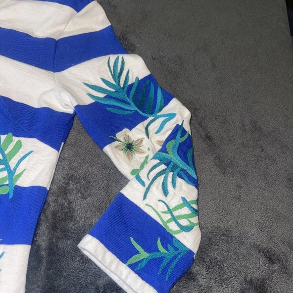 NWT Juicy Couture Seaside Hibiscus Stripe Embroidered Lace-Up Neck Dress - Picture 6 of 10